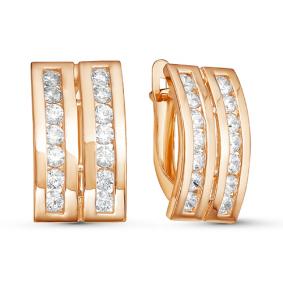 Золотые серьги КЮЗ Del'ta D124890 с фианитом D124890 фото