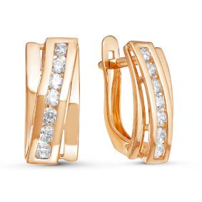 Золотые серьги КЮЗ Del'ta D124895 с фианитом D124895 фото