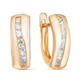 Золотые серьги КЮЗ Del'ta D124903 с фианитом D124903 фото