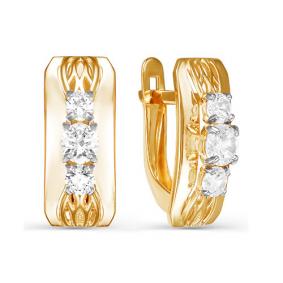 Золотые серьги КЮЗ Del'ta D124914 с фианитом D124914 фото
