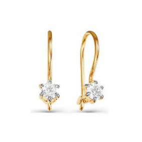 Золотые серьги КЮЗ Del'ta D124921 с фианитом D124921 фото