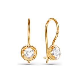 Золотые серьги КЮЗ Del'ta D124923 с фианитом D124923 фото