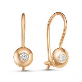Золотые серьги КЮЗ Del'ta D124924 с фианитом D124924 фото