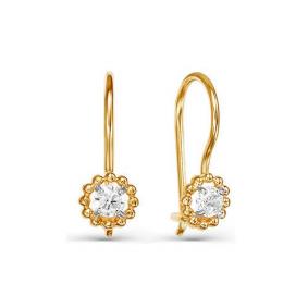 Золотые серьги КЮЗ Del'ta D124925 с фианитом D124925 фото