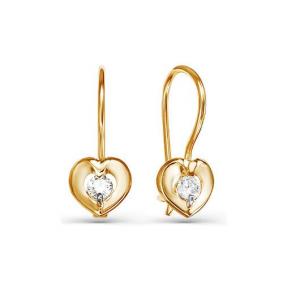 Золотые серьги КЮЗ Del'ta D124926 с фианитом D124926 фото