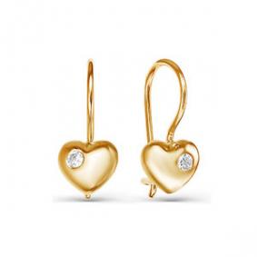 Золотые серьги КЮЗ Del'ta D124927 с фианитом D124927 фото