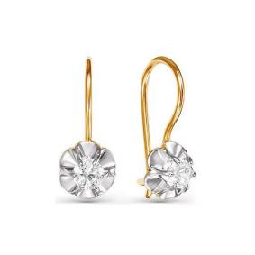 Золотые серьги КЮЗ Del'ta D124929 с фианитом D124929 фото