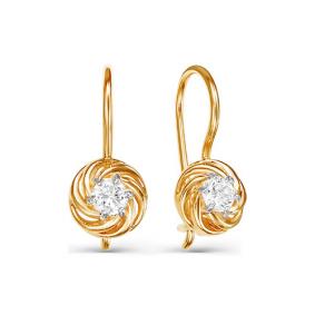 Золотые серьги КЮЗ Del'ta D124930 с фианитом D124930 фото