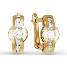 Золотые серьги КЮЗ Del'ta D124938 с фианитом D124938 фото