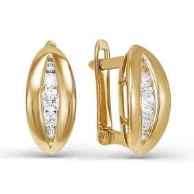 Золотые серьги КЮЗ Del'ta D124941 с фианитом D124941 фото