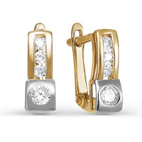 Золотые серьги КЮЗ Del'ta D124947 с фианитом D124947 фото