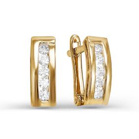 Золотые серьги КЮЗ Del'ta D124951 с фианитом D124951 фото