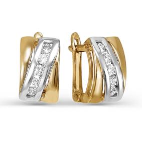 Золотые серьги КЮЗ Del'ta D124953 с фианитом D124953 фото