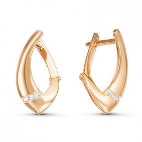 Золотые серьги КЮЗ Del'ta D124962 с фианитом D124962 фото