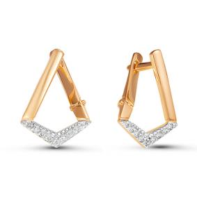 Золотые серьги КЮЗ Del'ta D124972 с фианитом D124972 фото