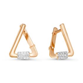 Золотые серьги КЮЗ Del'ta D124973 с фианитом D124973 фото