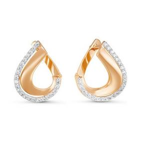 Золотые серьги КЮЗ Del'ta D124983 с фианитом D124983 фото