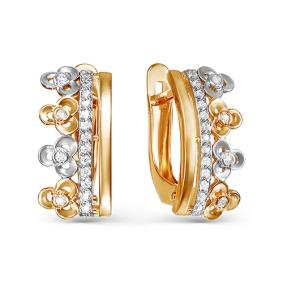 Золотые серьги КЮЗ Del'ta D124998 с фианитом D124998 фото