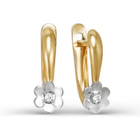 Золотые серьги КЮЗ Del'ta D124999 с фианитом D124999 фото