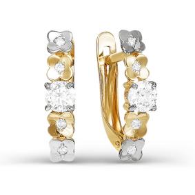 Золотые серьги КЮЗ Del'ta D125003 с фианитом D125003 фото