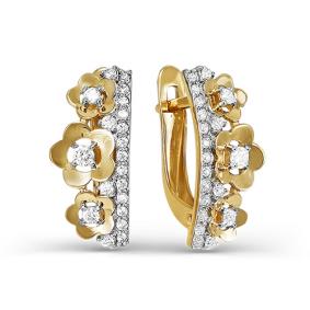 Золотые серьги КЮЗ Del'ta D125019 с фианитом D125019 фото