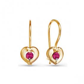 Золотые серьги КЮЗ Del'ta D125045-ф с рубиновым корундом D125045-ф фото