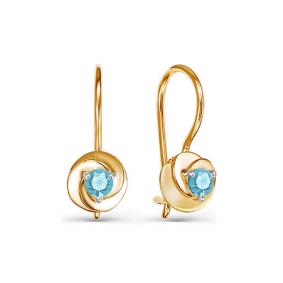 Золотые серьги КЮЗ Del'ta D125048 с фианитом D125048 фото