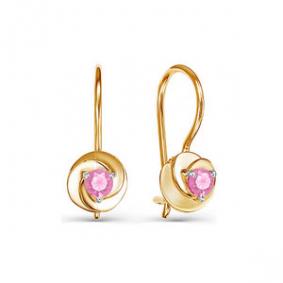 Золотые серьги КЮЗ Del'ta D125049 с фианитом D125049 фото