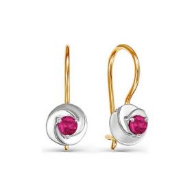 Золотые серьги КЮЗ Del'ta D125055/ф с рубиновым корундом D125055/ф фото