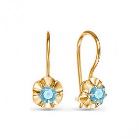 Золотые серьги КЮЗ Del'ta D125058 с фианитом D125058 фото