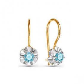 Золотые серьги КЮЗ Del'ta D125063 с фианитом D125063 фото