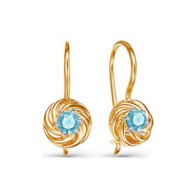 Золотые серьги КЮЗ Del'ta D125070 с фианитом D125070 фото