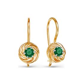 Золотые серьги КЮЗ Del'ta D125074 с фианитом D125074 фото