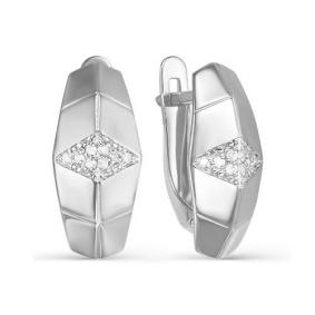 Серьги из белого золота КЮЗ Del'ta D125075 с фианитом D125075 фото