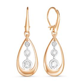 Золотые серьги КЮЗ Del'ta D125086 с фианитом D125086 фото