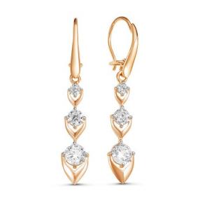 Золотые серьги КЮЗ Del'ta D125090 с фианитом D125090 фото