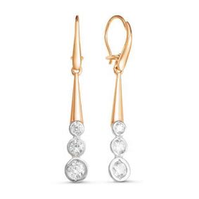 Золотые серьги КЮЗ Del'ta D125092 с фианитом D125092 фото