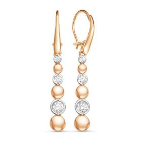 Золотые серьги КЮЗ Del'ta D125097 с фианитом D125097 фото