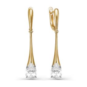 Золотые серьги КЮЗ Del'ta D125119 с фианитом D125119 фото