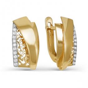 Золотые серьги КЮЗ Del'ta D125129 с фианитом D125129 фото