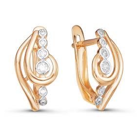 Золотые серьги КЮЗ Del'ta D125142 с фианитом D125142 фото