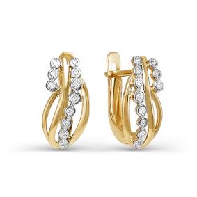 Золотые серьги КЮЗ Del'ta D125145 с фианитом D125145 фото