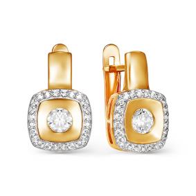 Золотые серьги КЮЗ Del'ta D125173 с фианитом D125173 фото