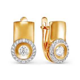 Золотые серьги КЮЗ Del'ta D125174 с фианитом D125174 фото