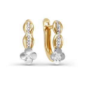 Золотые серьги КЮЗ Del'ta D125250 с фианитом D125250 фото