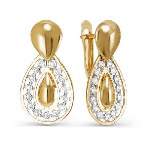 Золотые серьги КЮЗ Del'ta D125253 с фианитом D125253 фото