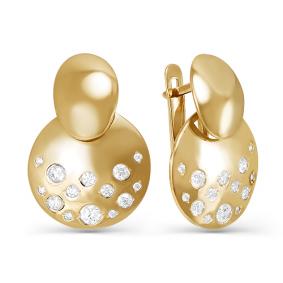 Золотые серьги КЮЗ Del'ta D125256 с фианитом D125256 фото