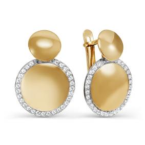 Золотые серьги КЮЗ Del'ta D125258 с фианитом D125258 фото