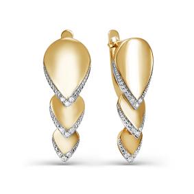 Золотые серьги КЮЗ Del'ta D125259 с фианитом D125259 фото