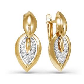 Золотые серьги КЮЗ Del'ta D125260 с фианитом D125260 фото